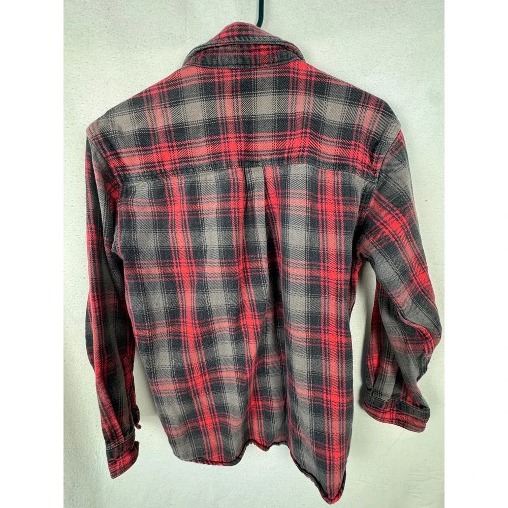 Stillwater Supply Co Flannel Shirt Red Gray Plaid Cotton Button Up Pocket Mens M